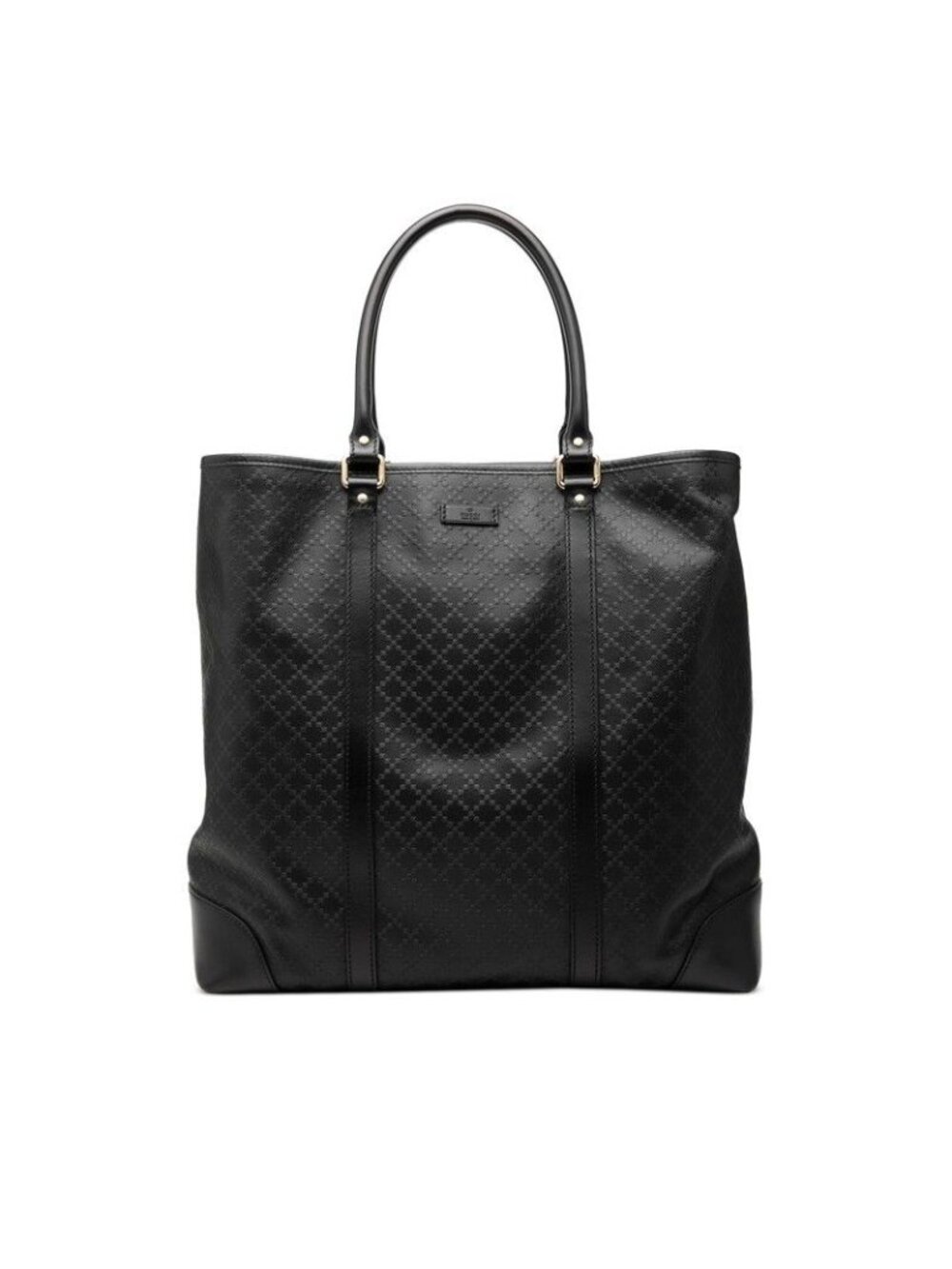 Gucci Diamante Tote Shoulder Bag Black Leather